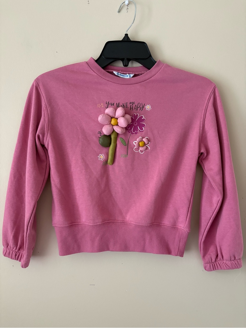 Mayoral Pink Floral Appliqué Sweatshirt SZ. 8 y. o. New Without Tag